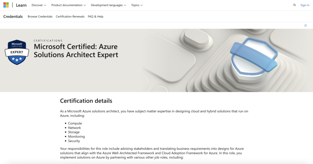 Microsoft Certified: Azure Solutions Architect Expert